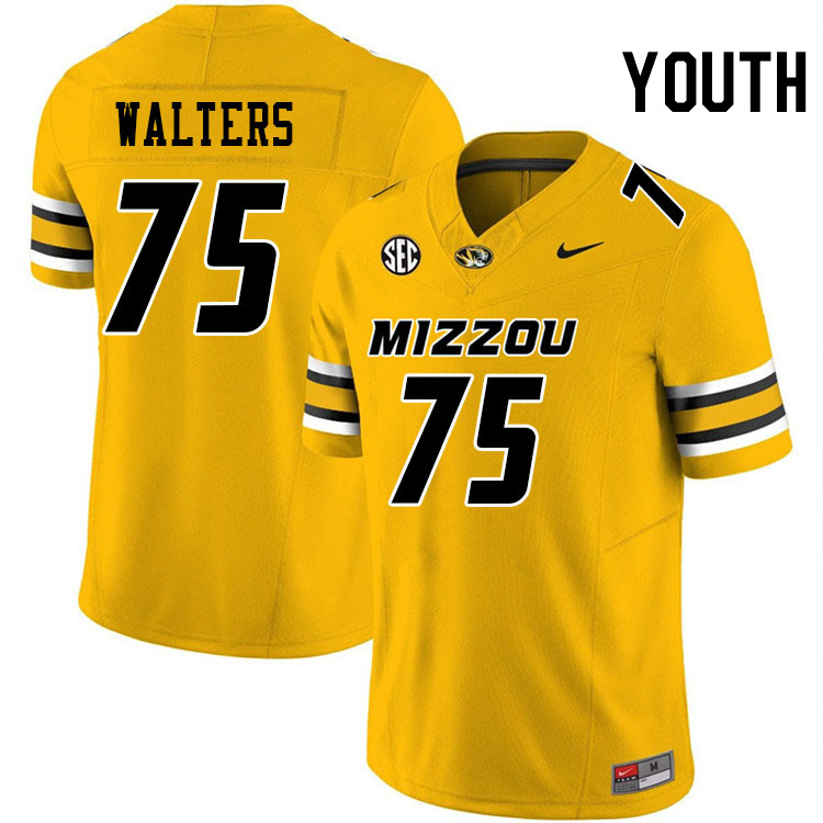 Youth #75 Mitchell Walters Missouri Tigers College Football Jerseys Stitched-Gold